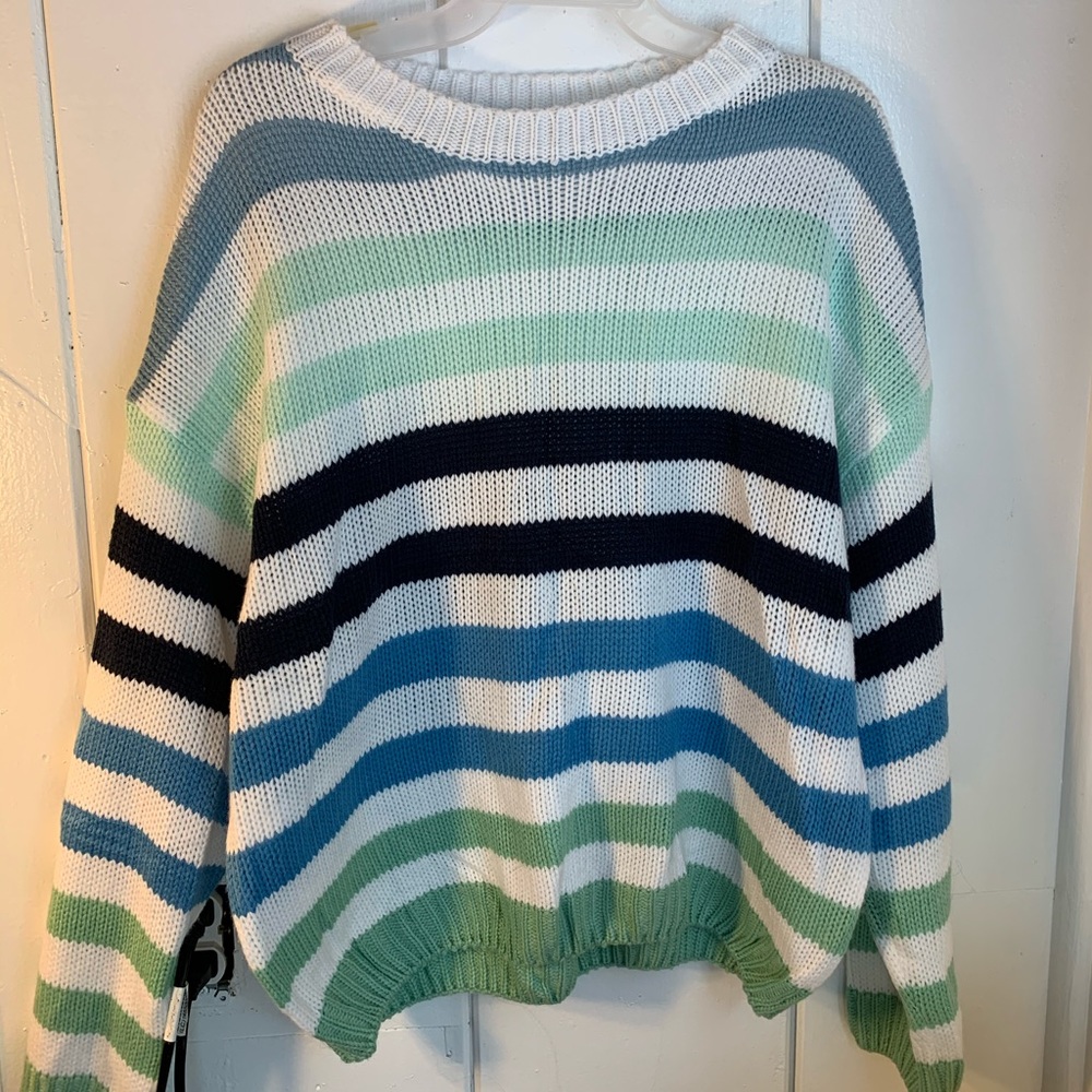 Blue and Green Striped Sweater